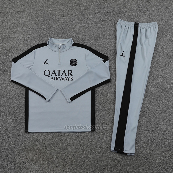 Chandal de Sudadera del Paris Saint-Germain Jordan Nino 2023-2024 Gris